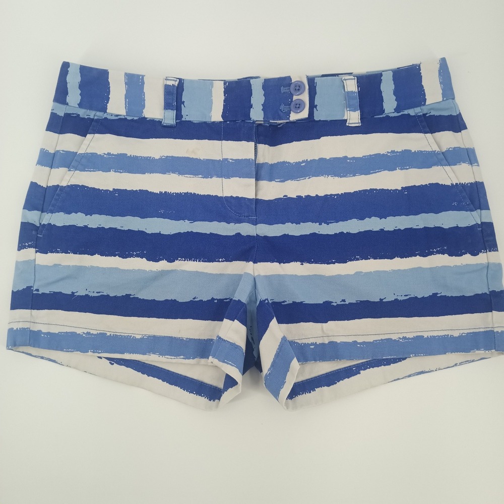 Vineyard Vines Womens Blue White Striped Chino Shorts Size 6 Stretch Cotton